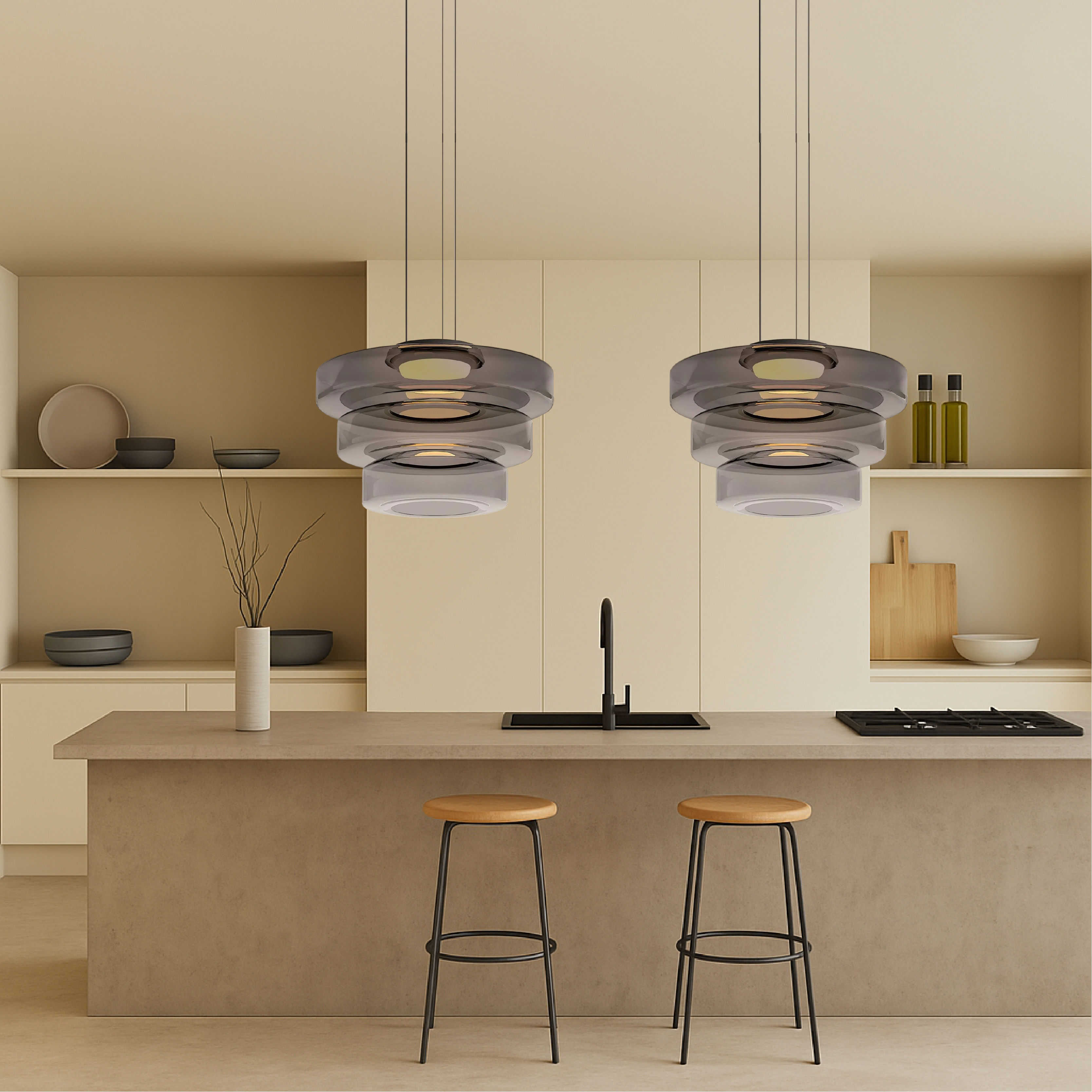 Suspension en verre danois Bauhaus
