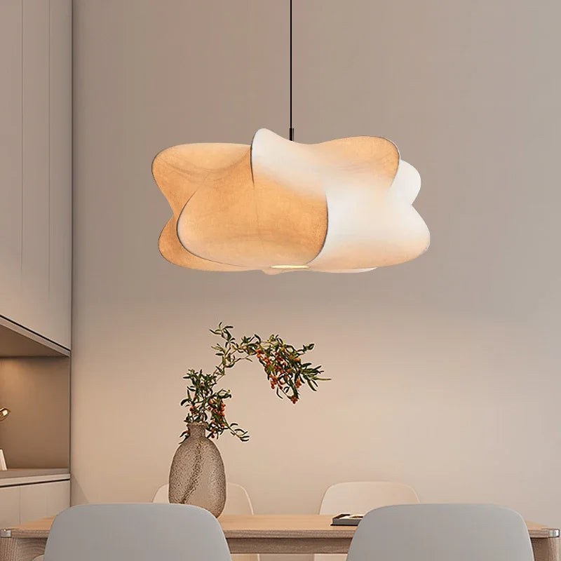 Lampe suspendue en soie japonaise Wabi Sabi