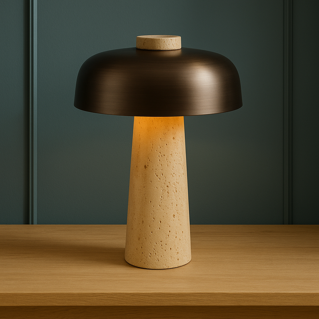 Lampe de table en travertin