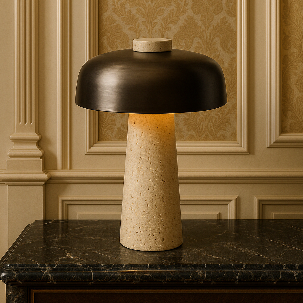 Lampe de table en travertin