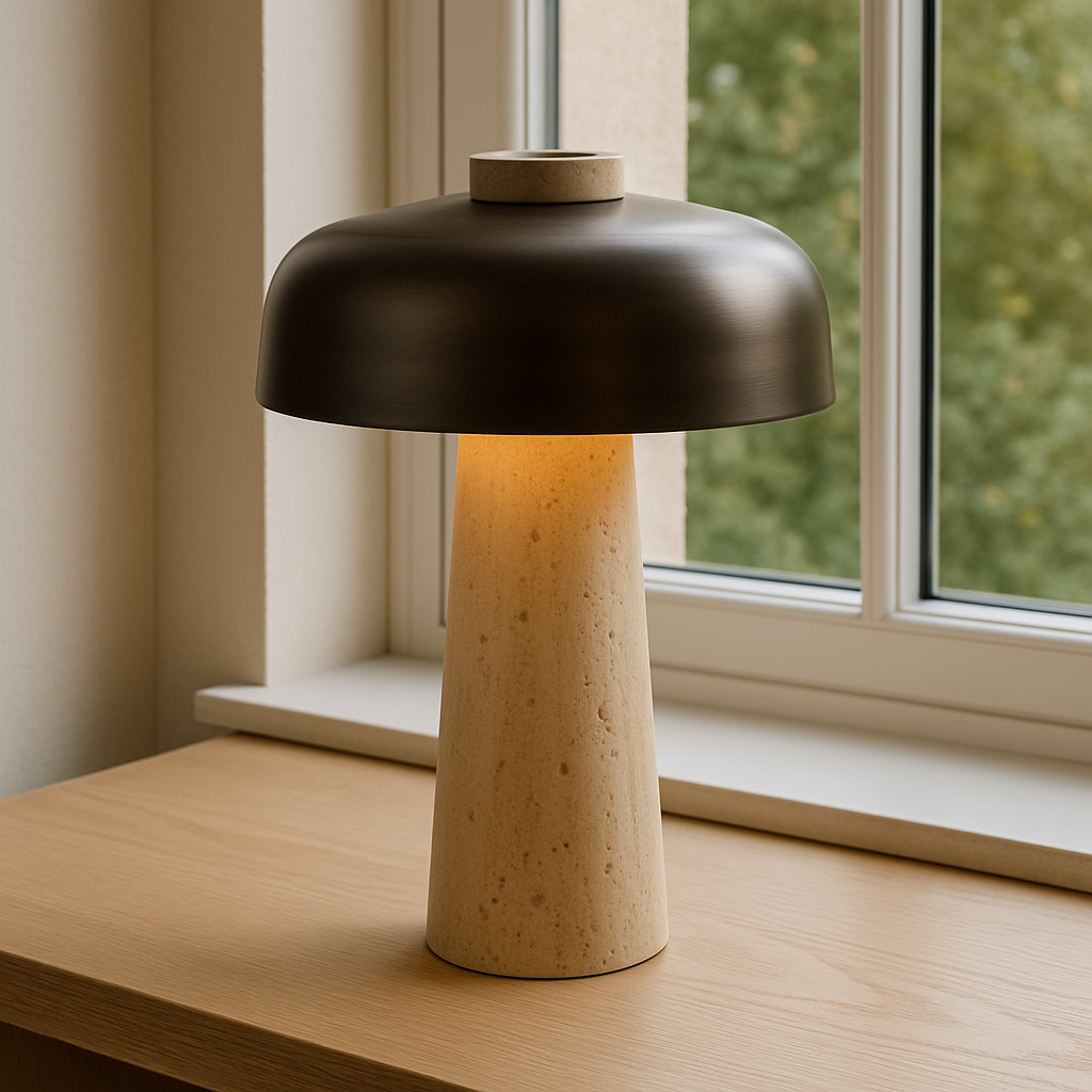 Lampe de table en travertin