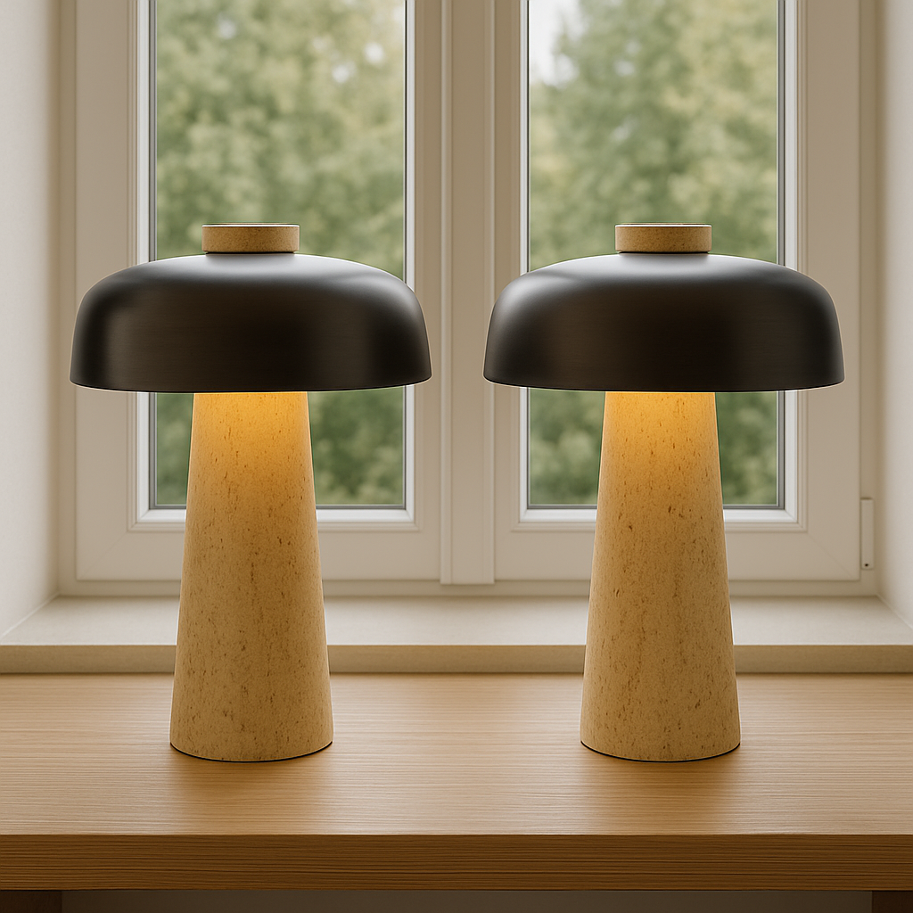 Lampe de table en travertin
