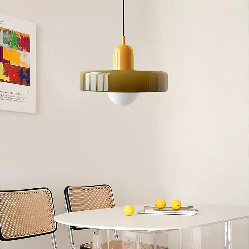 Suspension en verre coloré Bauhaus