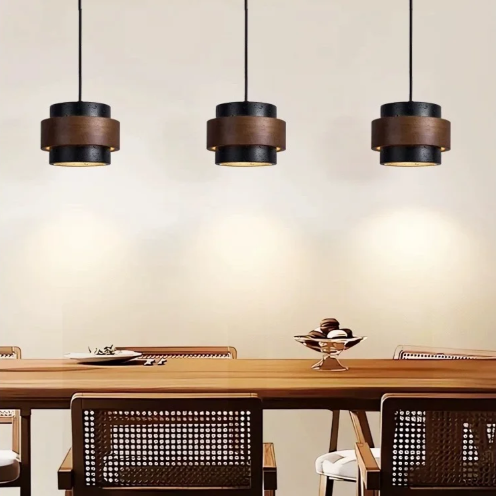 Lampe pendante en travertin noir
