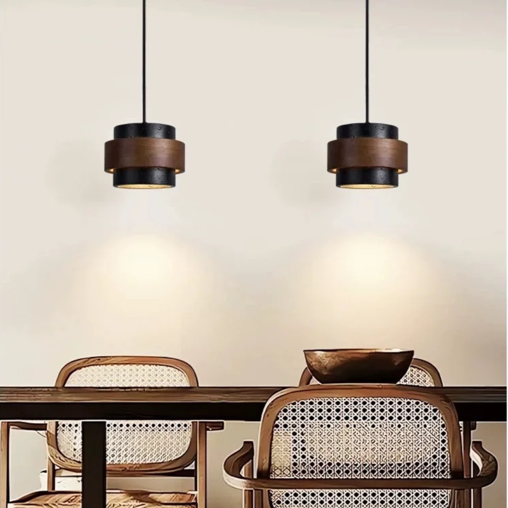 Lampe pendante en travertin noir
