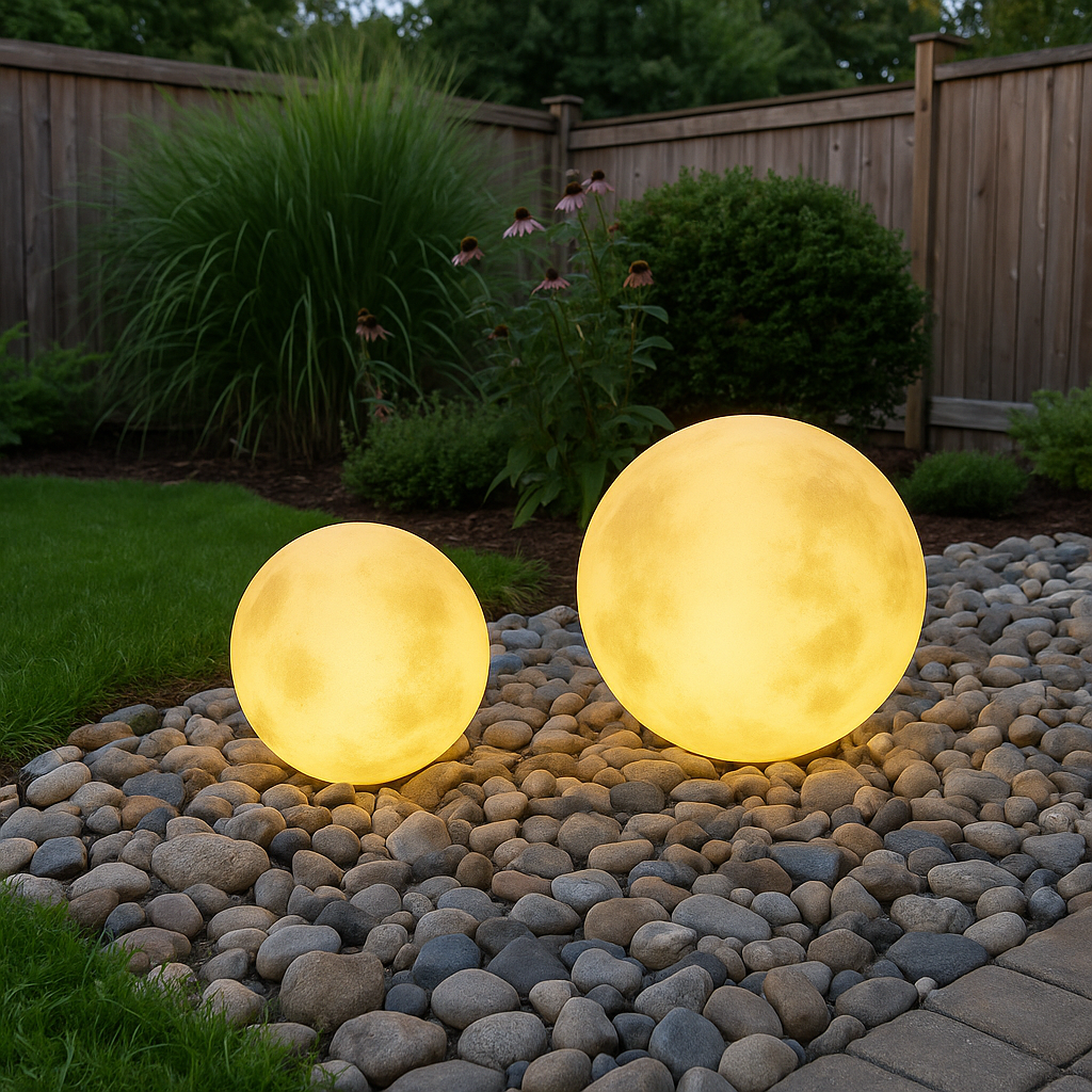 Lampe solaire en forme de lune pour jardin