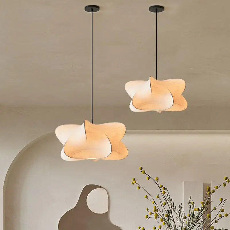Lampe suspendue en soie japonaise Wabi Sabi