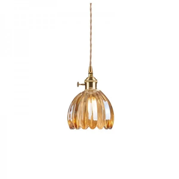 Suspension rétro japonaise en verre avec motif floral