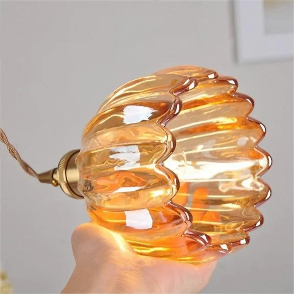 Suspension rétro japonaise en verre avec motif floral