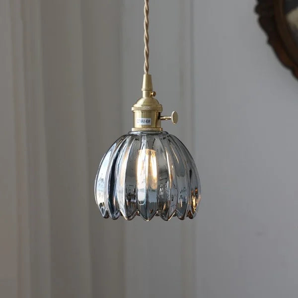 Suspension rétro japonaise en verre avec motif floral