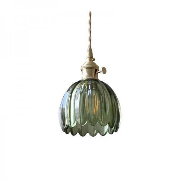 Suspension rétro japonaise en verre avec motif floral