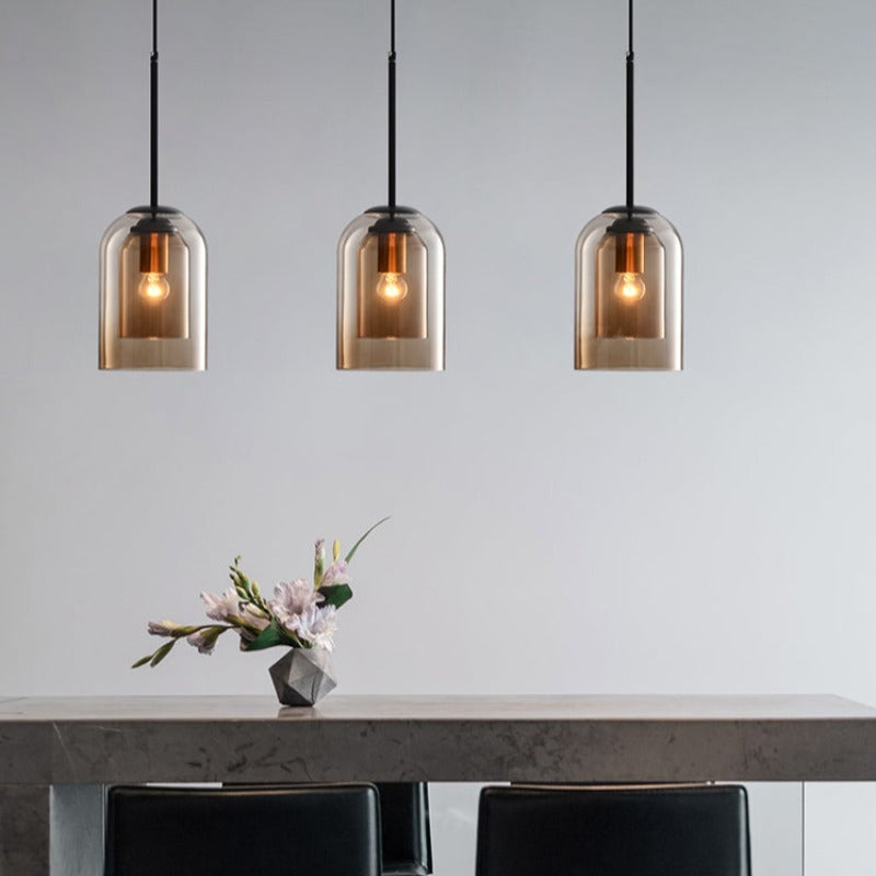 Suspensions Mica Mid-Century avec double verre