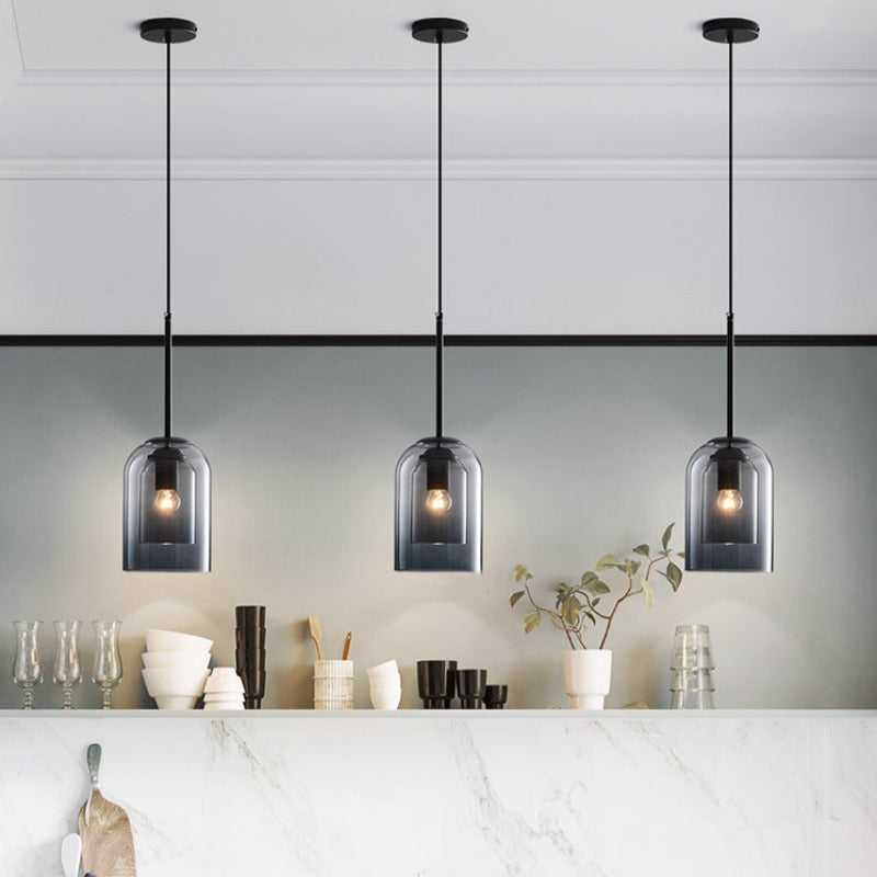 Suspensions Mica Mid-Century avec double verre