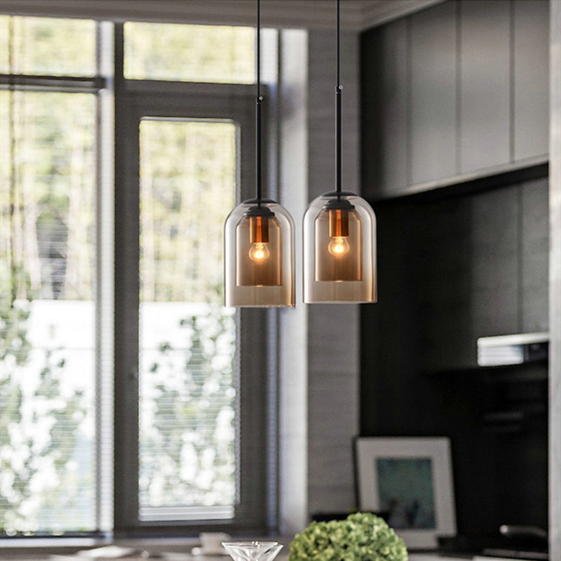 Suspensions Mica Mid-Century avec double verre